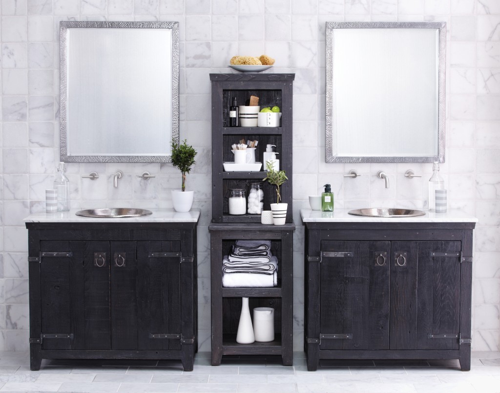 Two 36" Americana reclaimed wood bath vanities Two 36" Americana reclaimed wood bath vanities
