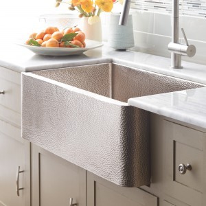 Farmhouse 30 copper kitchen sink in Brushed Nickel