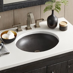 Tolosa concrete sink in Slate with Dome Drain in Brushed Nickel by Native Trails. 