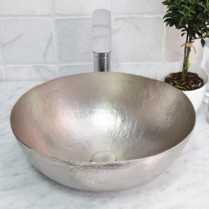 Maestro Oval hammered copper sink in brushed nickel brushed nickel vanity sink