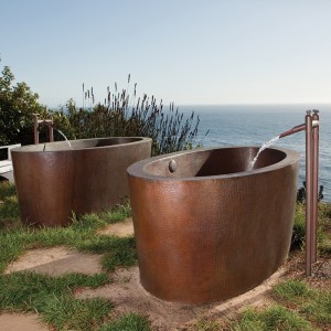 copper bathtub in antique Aspen Copper Bathtub with Sonoma Forge tub fillers