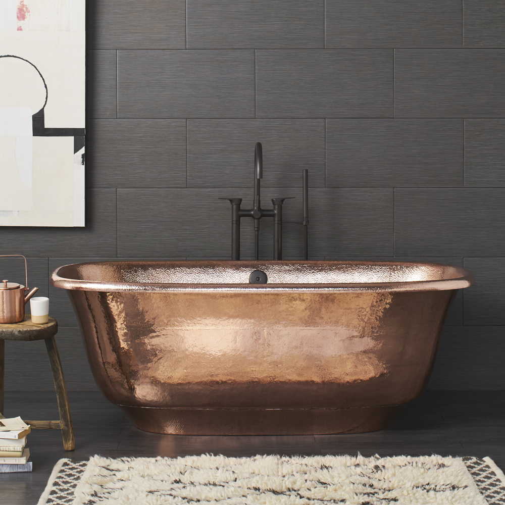 Santorini polished copper freestanding bathtub