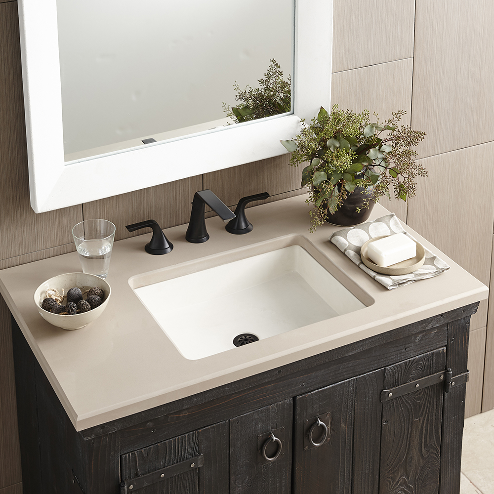 NativeStone Nipomo concrete bathroom sink in Pearl