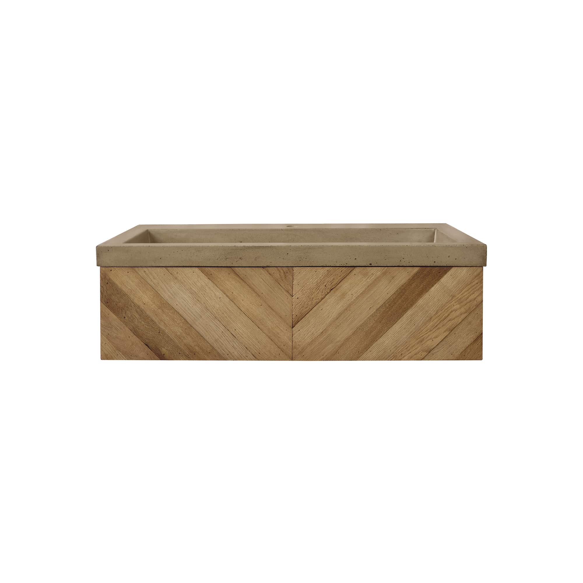 Native Trails 36 inches chardonnay floating vanity with nativestone trough in earth vnw191-nsl3619-e