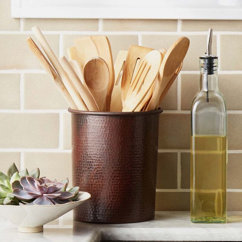 Large-Hammered-Copper-Utensil-Holder-Antique-CPB244