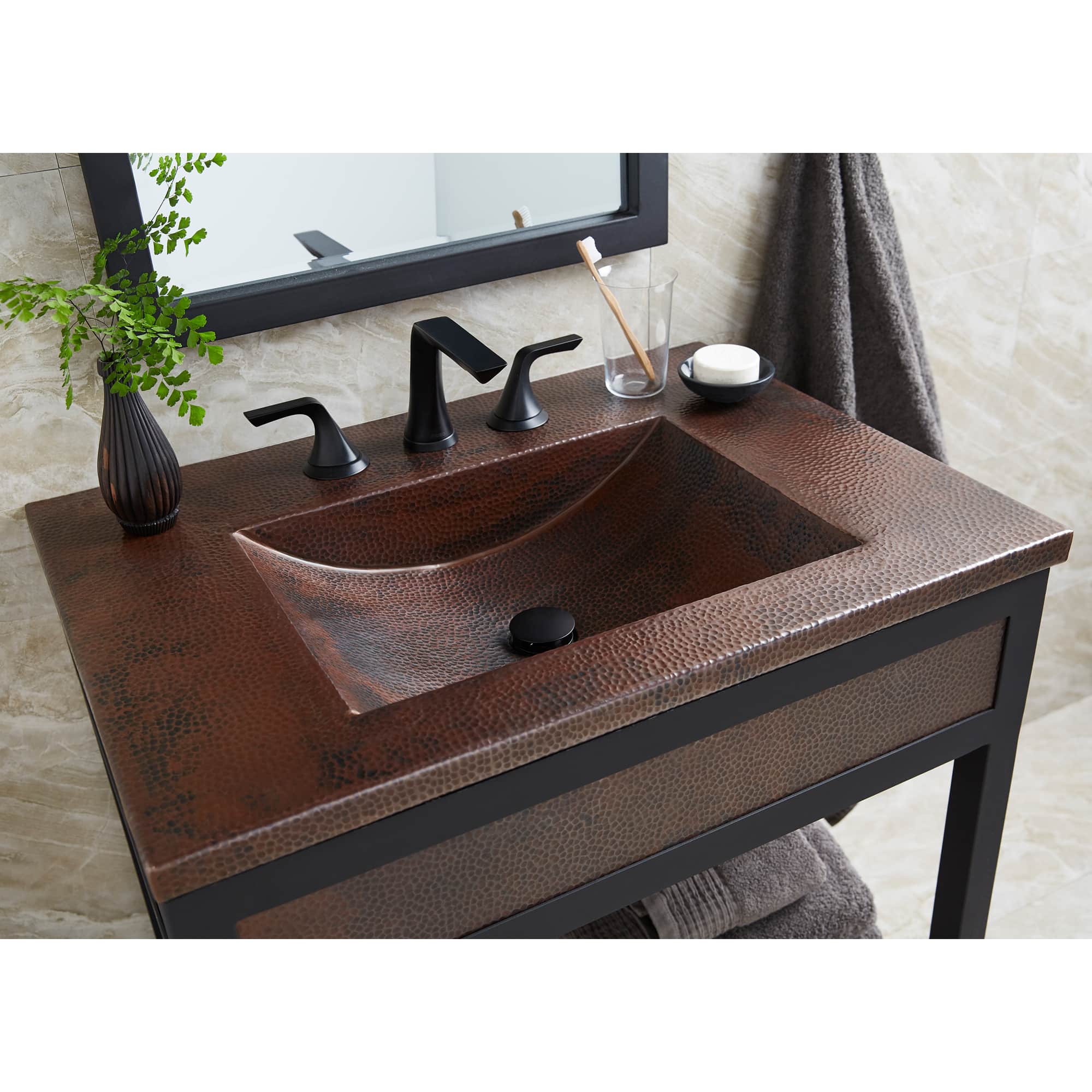 Native Trails 30" Cozumel Vanity Top with Integral Bathroom Sink in Antique Copper, VNT3022