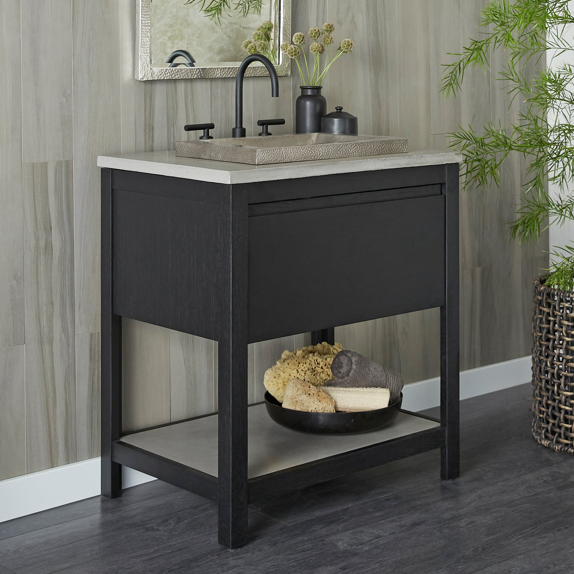 Native Trails 30 Solace Vanity in Midnight Oak with Ash Shelf, VNO308-A