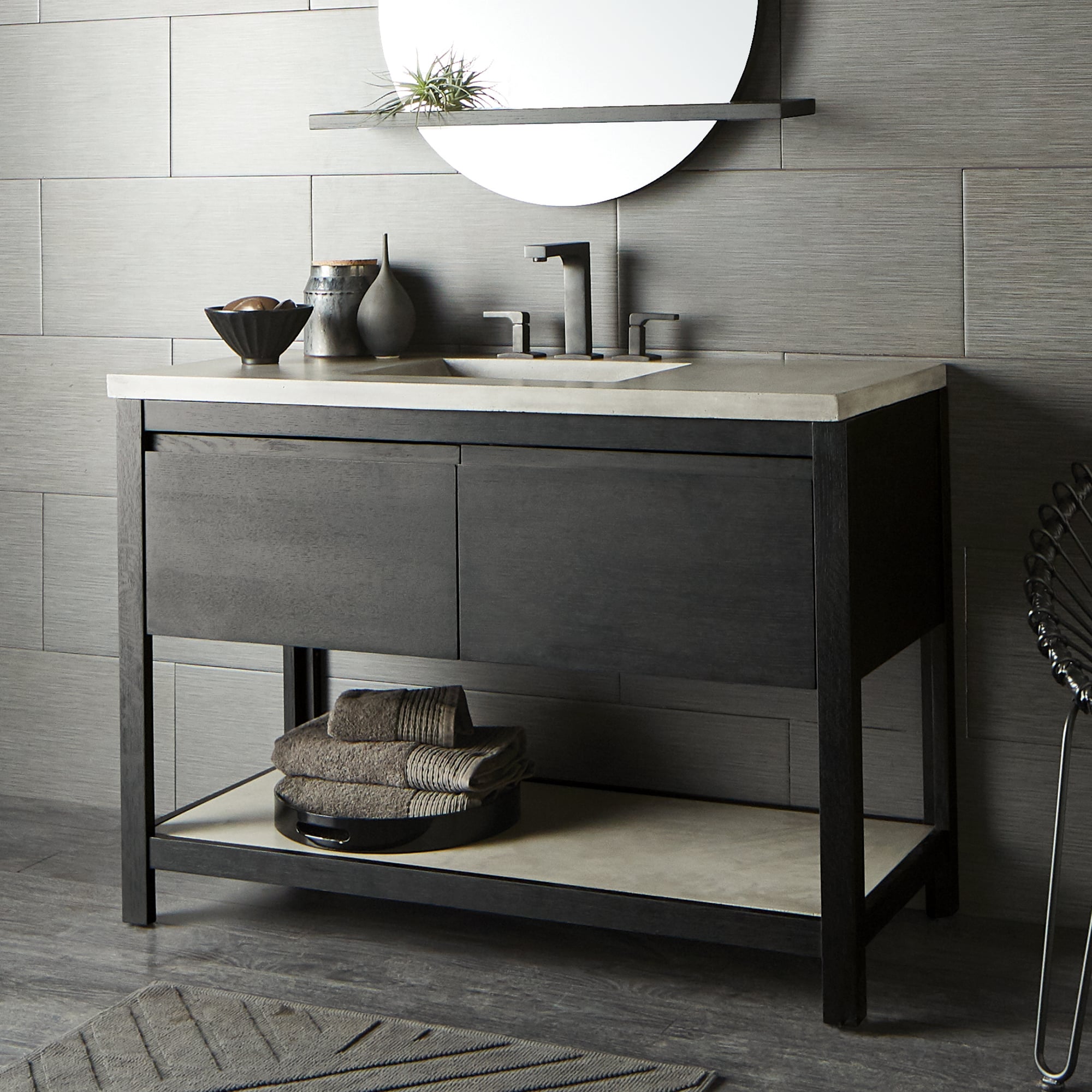 Native Trails 48 in Solace Vanity Midnight Oak with Ash Shelf VNO488-A