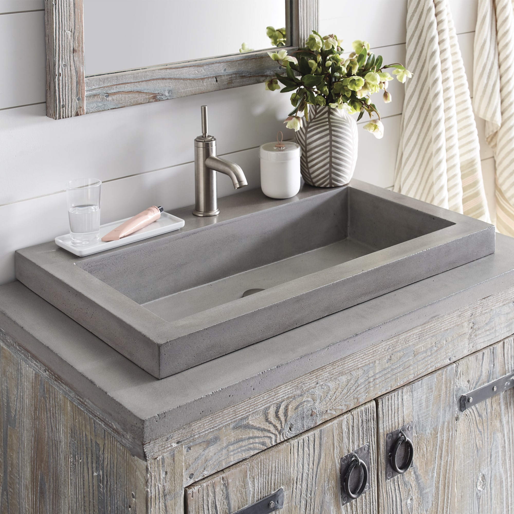 Trough 3019 30 Inch Concrete, Trough Sinks For Bathroom Vanity