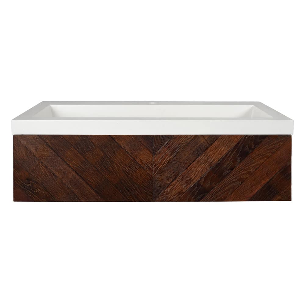 Native Trails 36 inches cabernet floating vanity with nativestone trough in pearl vnw194-nsl3619-p
