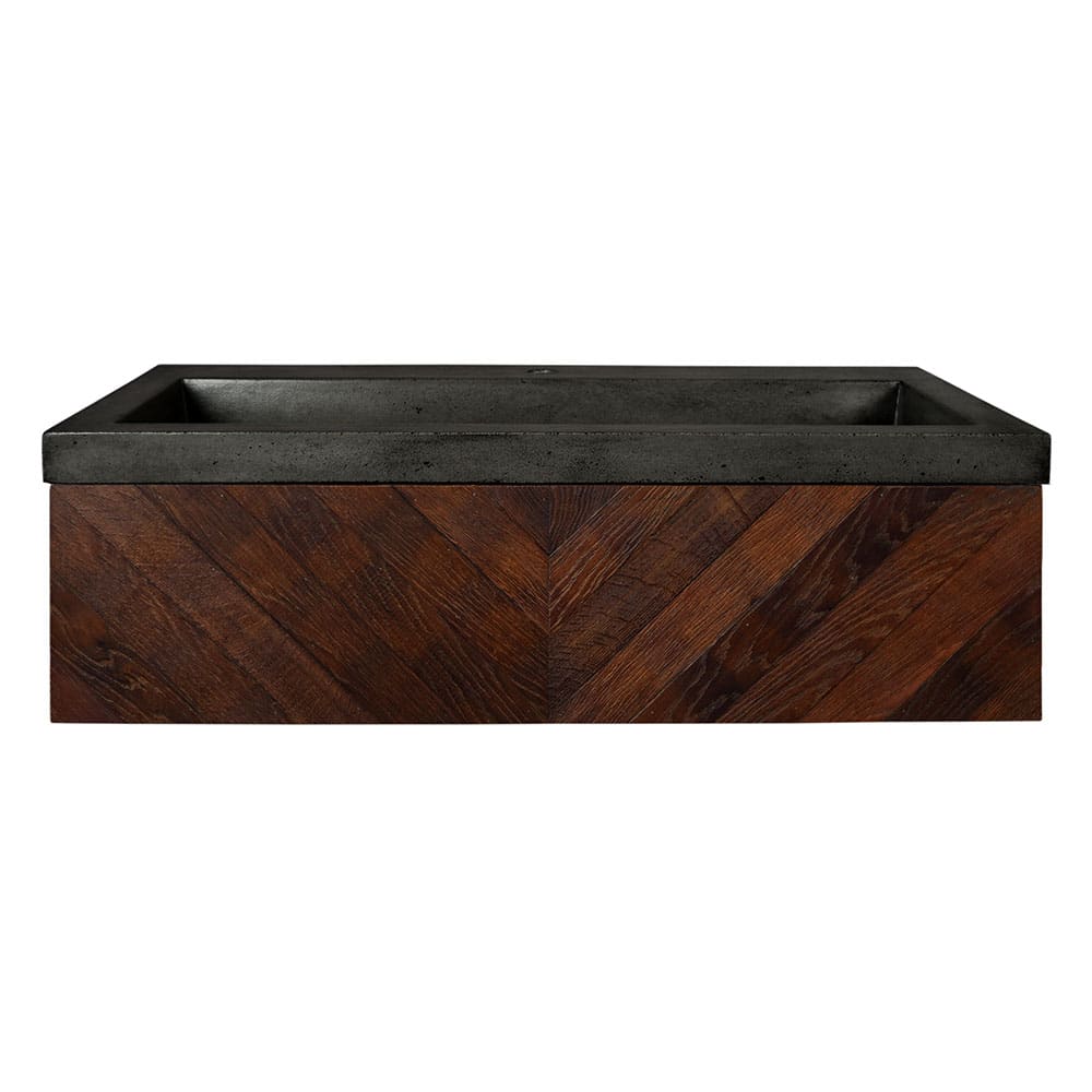 Native Trails 36 inch Cabarnet Floating Vanity with NativeStone Trough Sink in Slate, VNW194-NSL3619-S