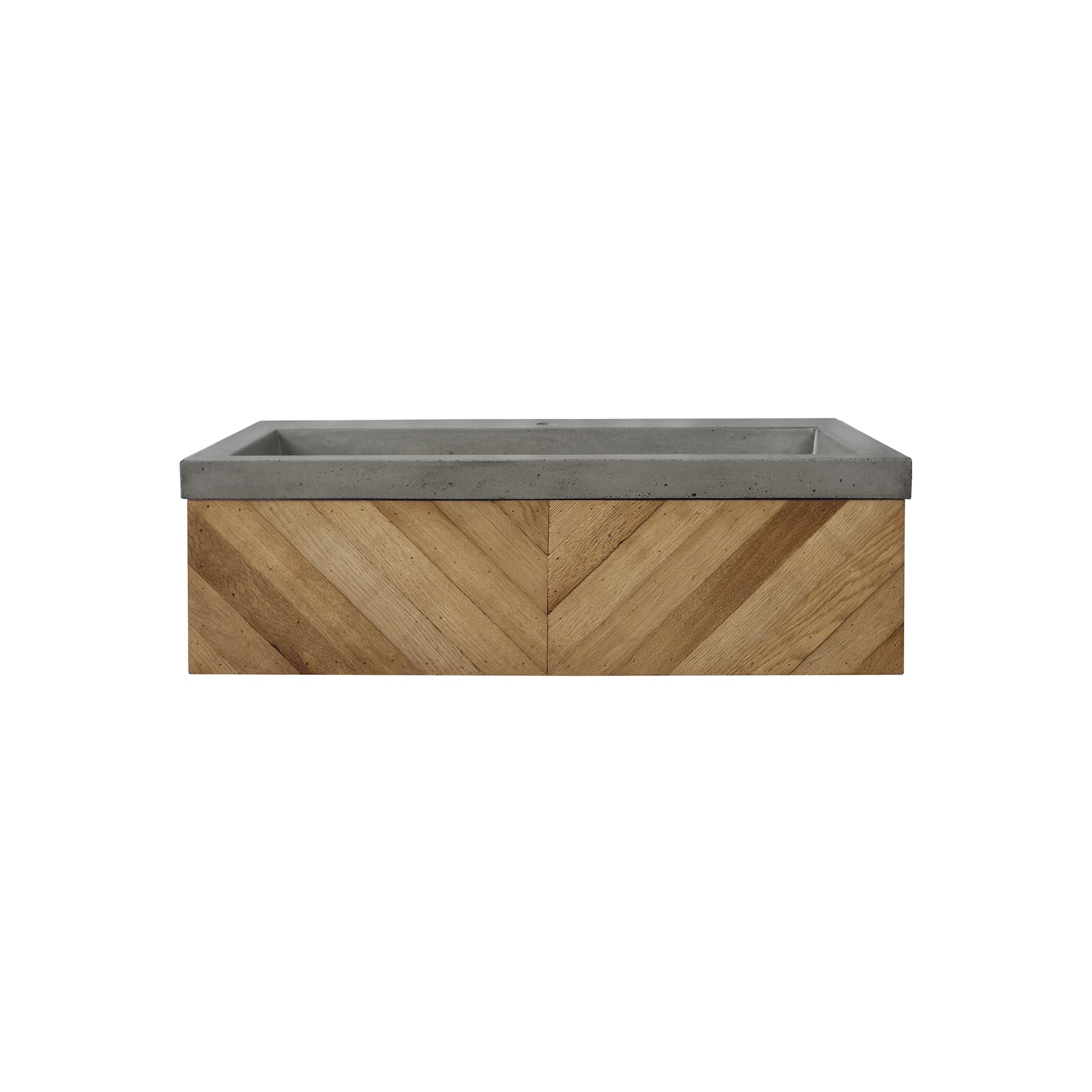 Native Trails 36 inches chardonnay floating vanity with nativestone trough in ash vnw191-nsl3619-a