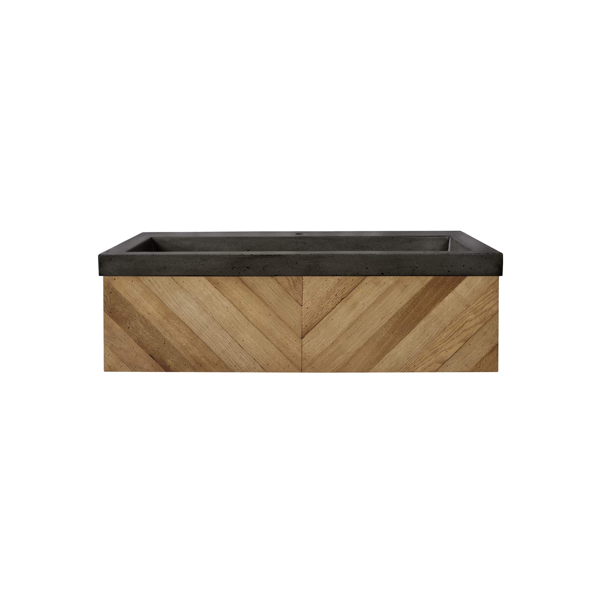 Native Trails 36 inches chardonnay floating vanity with nativestone trough in slate vnw191-nsl3619-s