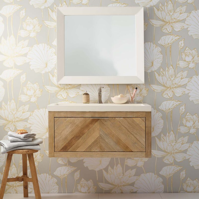 Vintner's Wall-Mounted Bathroom Vanity with Drawer in Chardonnay (VNW201)