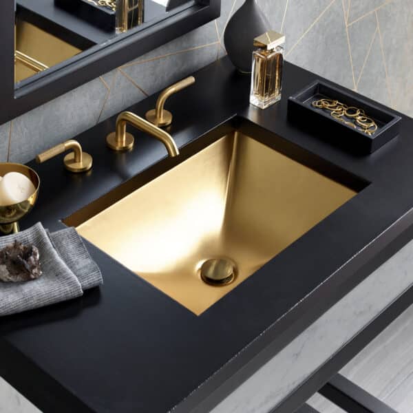 Amara Fireclay Bathroom Sink in 24k Matte Gold (PML2014-G) Undermount