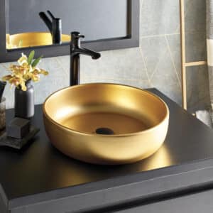 Bliss Fireclay Bathroom Sink in 24k Matte Gold (PML1616-G)