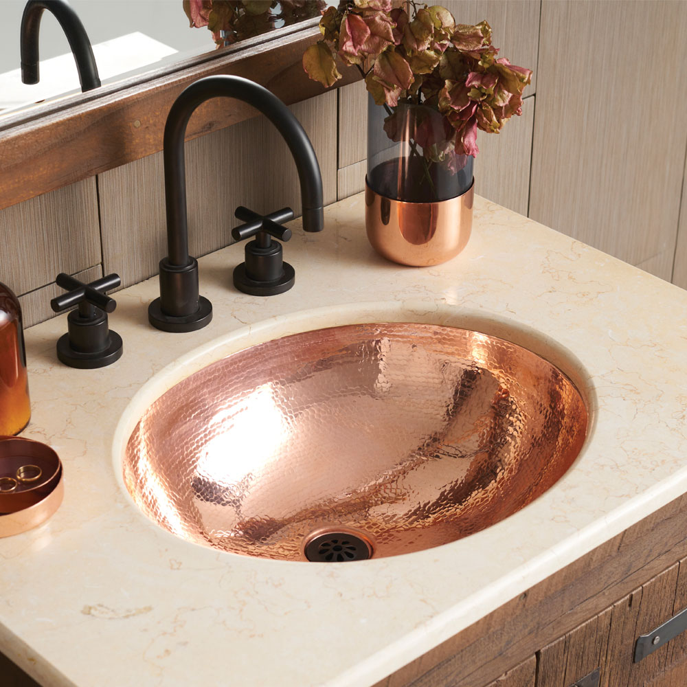 Classic 19 Inch Hammered Copper Bathroom Sink Native Trails