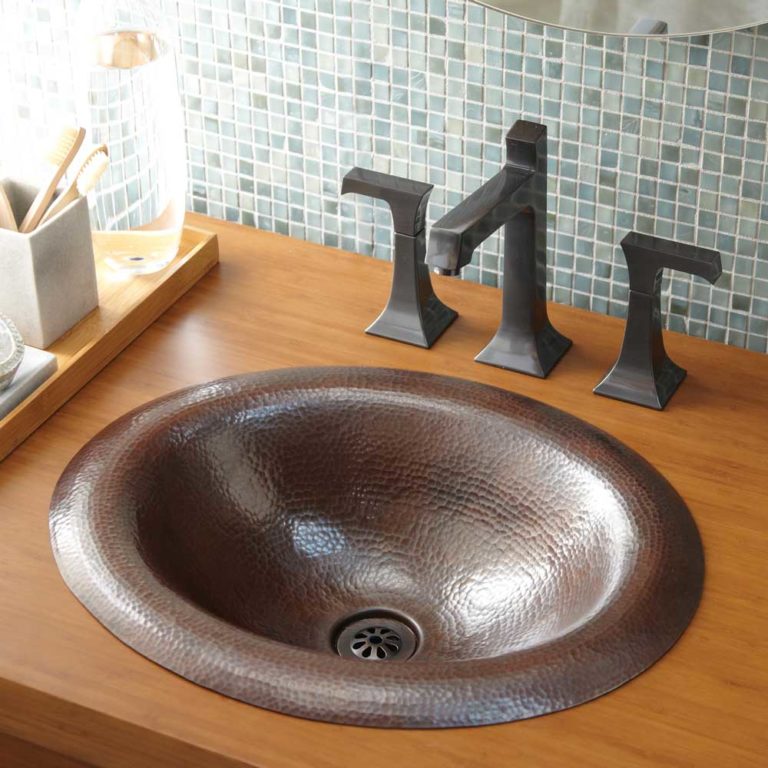 Maestro Lotus | Oval Copper Drop-In Bathroom Sink | Native Trails