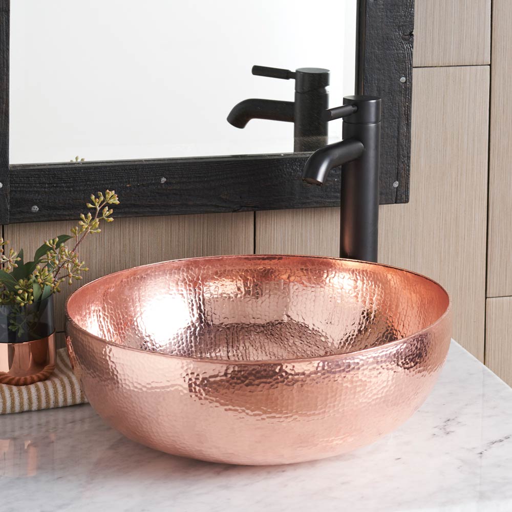 16 Inch Maestro Round Copper Vessel Bathroom Sink Native Trails