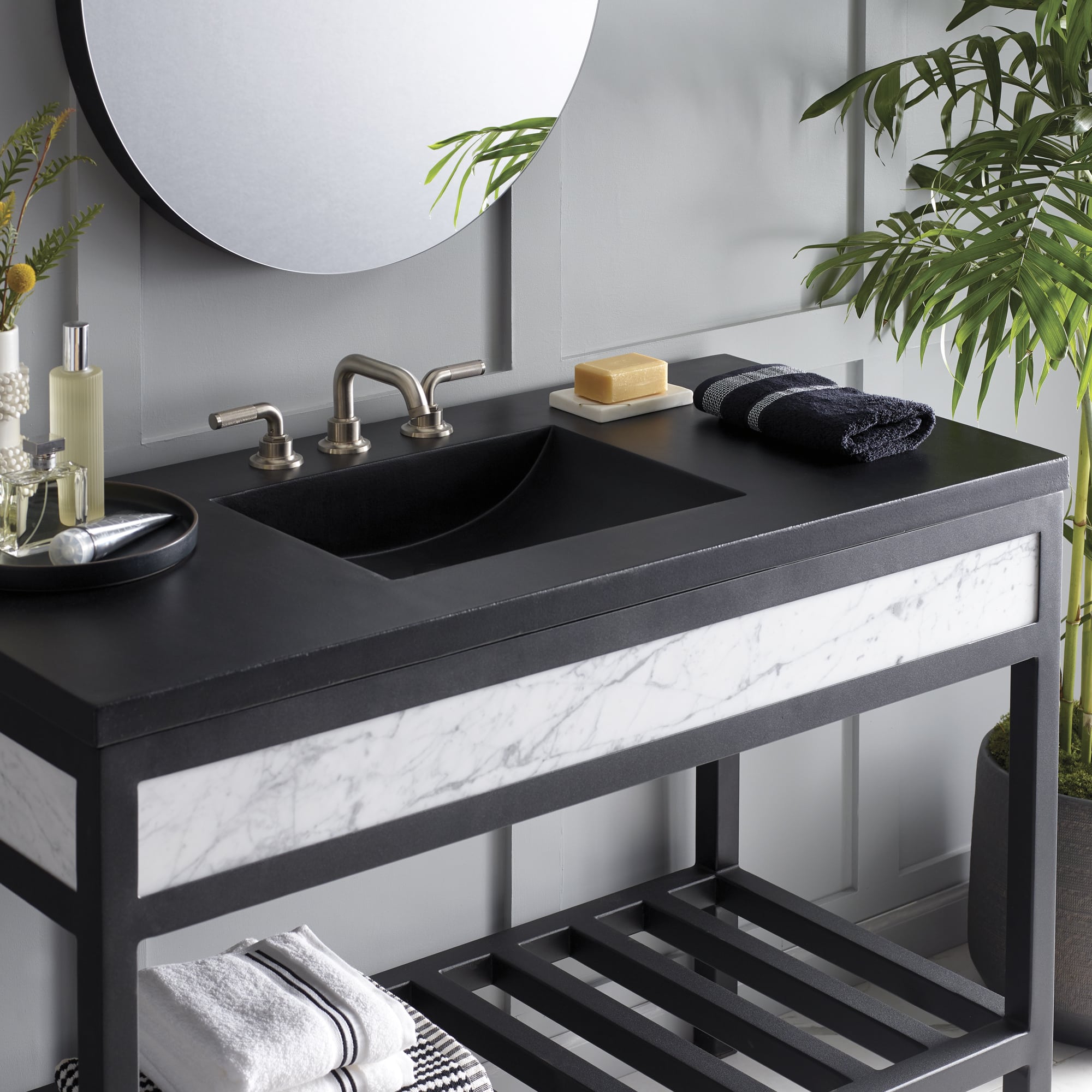 Palomar Concrete Vanity Top With, 48 Inch Vanity Top Single Sink