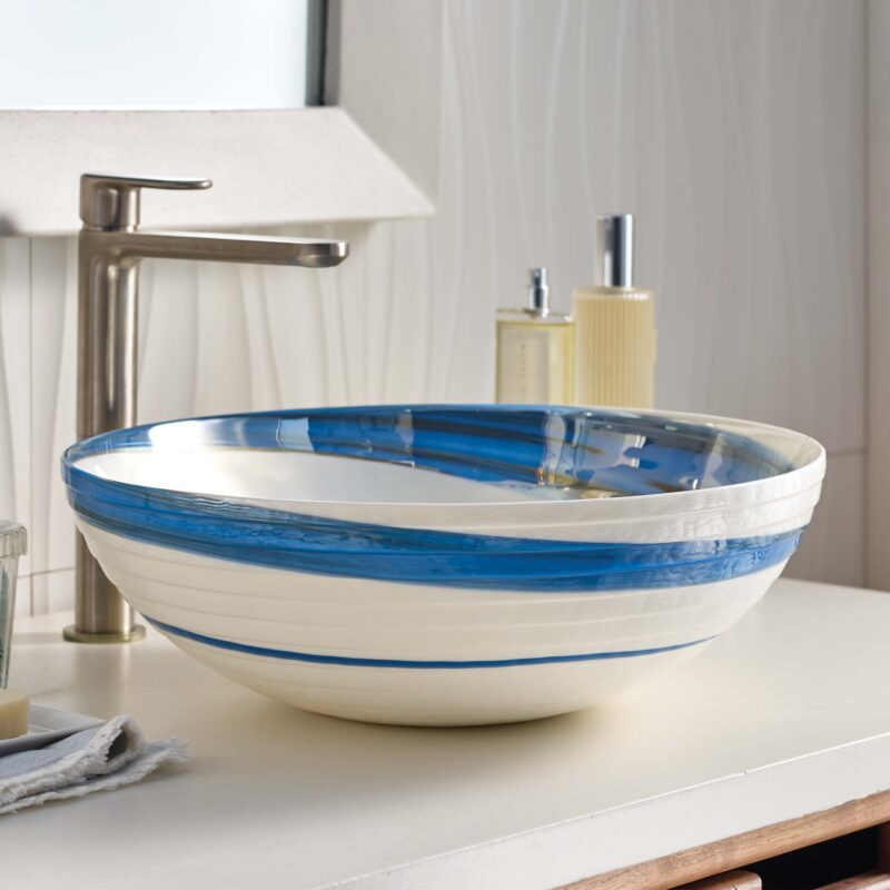 Roma Glass Bathroom Sink in Marina (MG1605-MA)