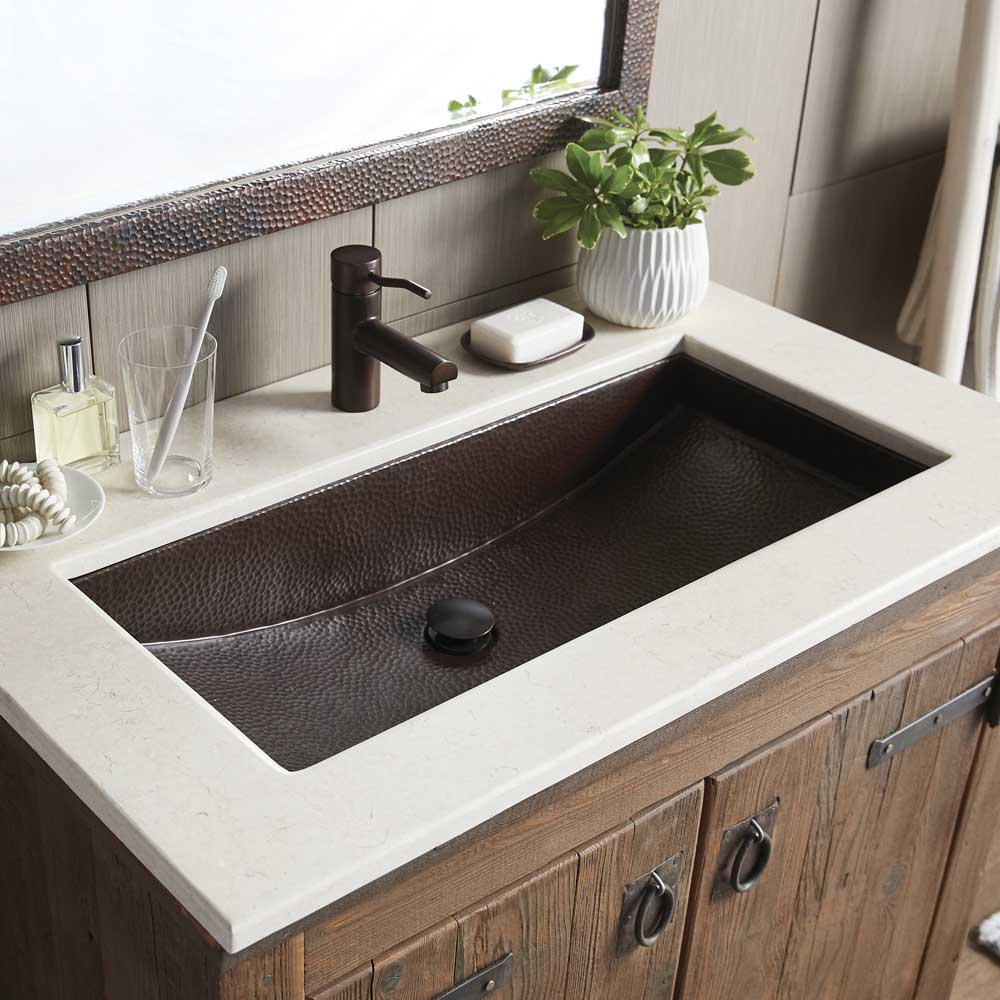 30 Inch Copper Trough Bathroom Sink, Trough Sinks For Bathroom Vanity