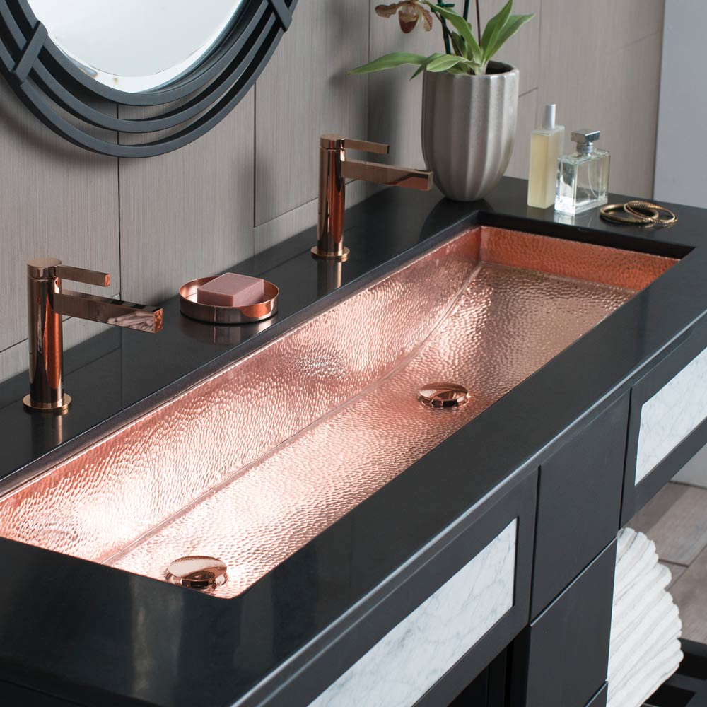 Trough 48 Copper Bathroom Sink Polished Copper CPS408 
