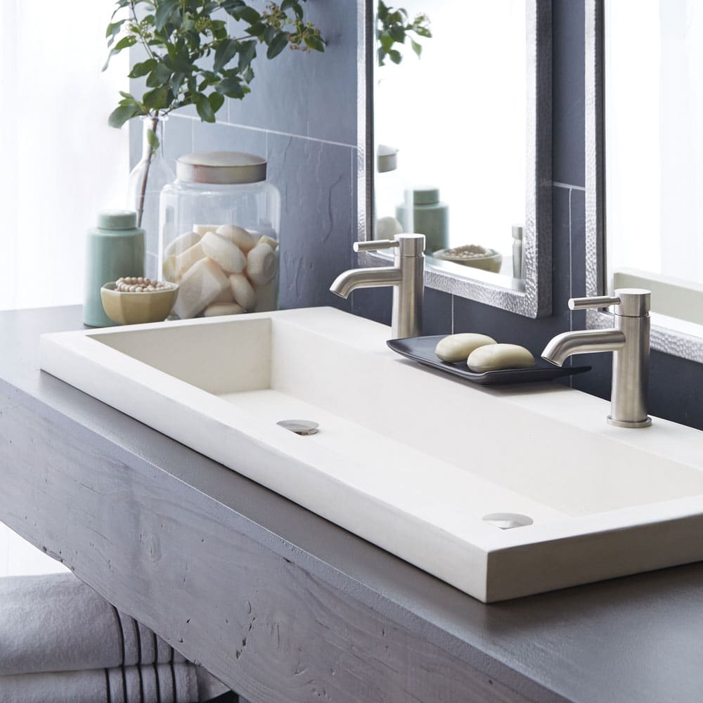 Concrete Trough Double Bathroom Sink, 60 Double Trough Sink Vanity