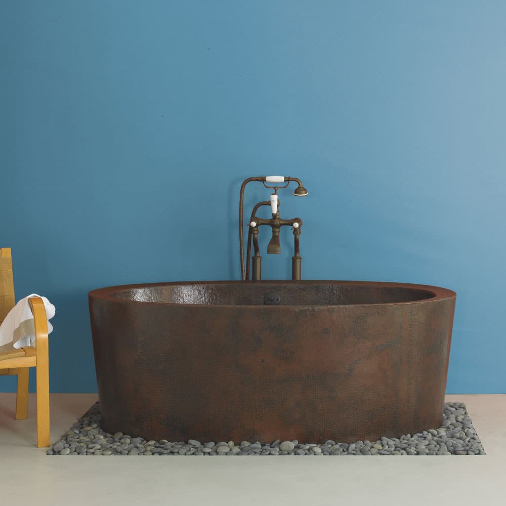 ROMANTICA  Oval Double Wall Free Standing Copper Bathtub 64 x 36