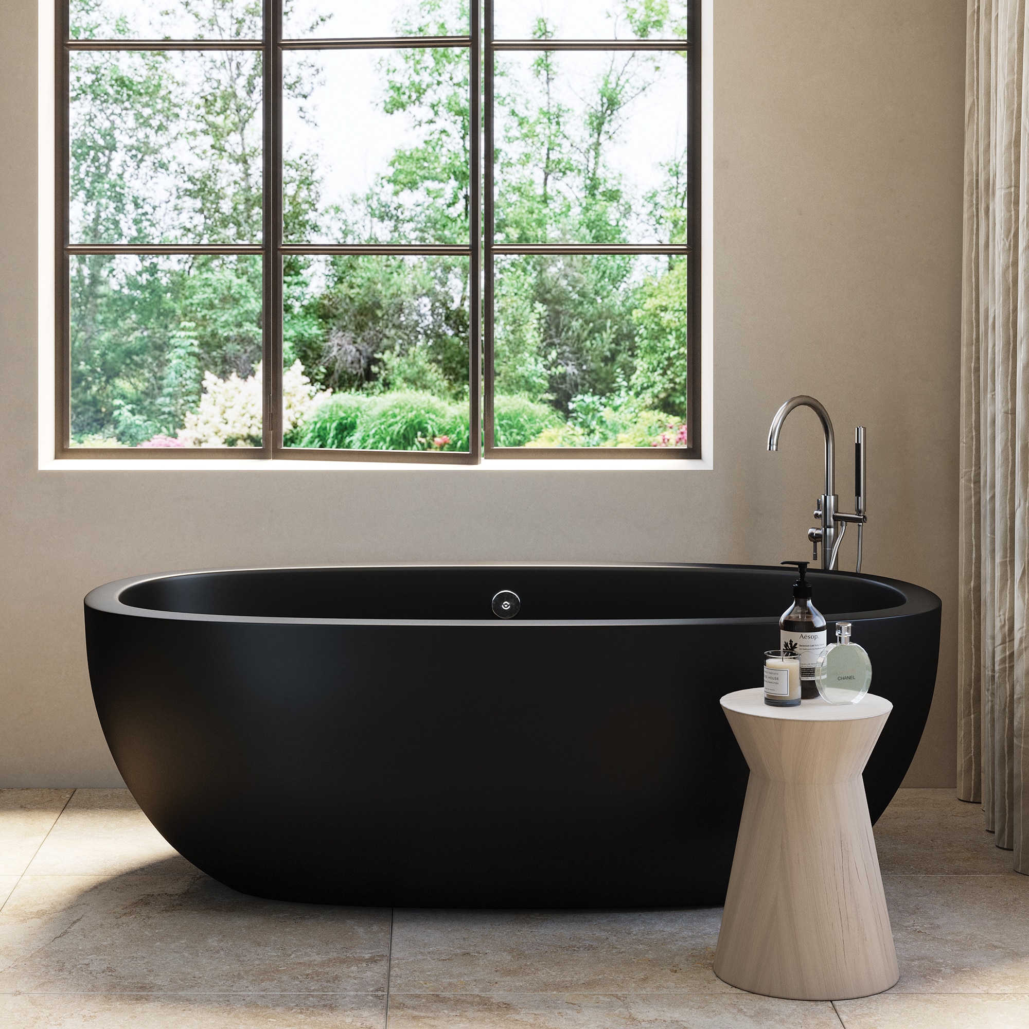 Avalon 72 Inch Concrete Soaking Tub, Bathtub Made Out Of Tile