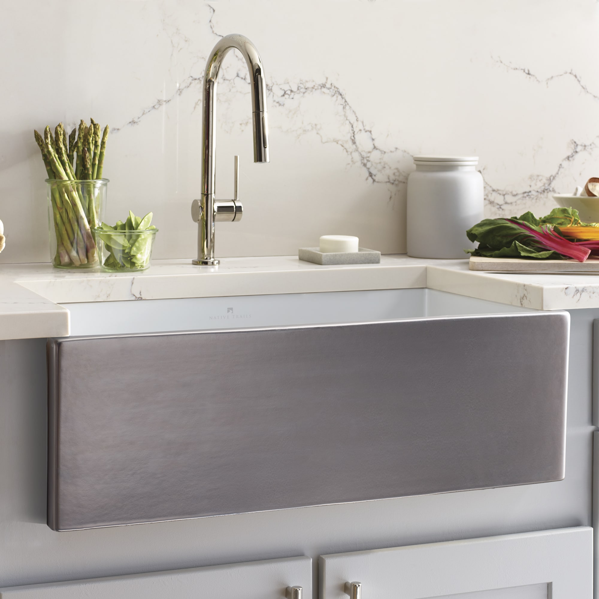 Dreamer Fireclay Kitchen Sink in Platinum (PMK3018-P)