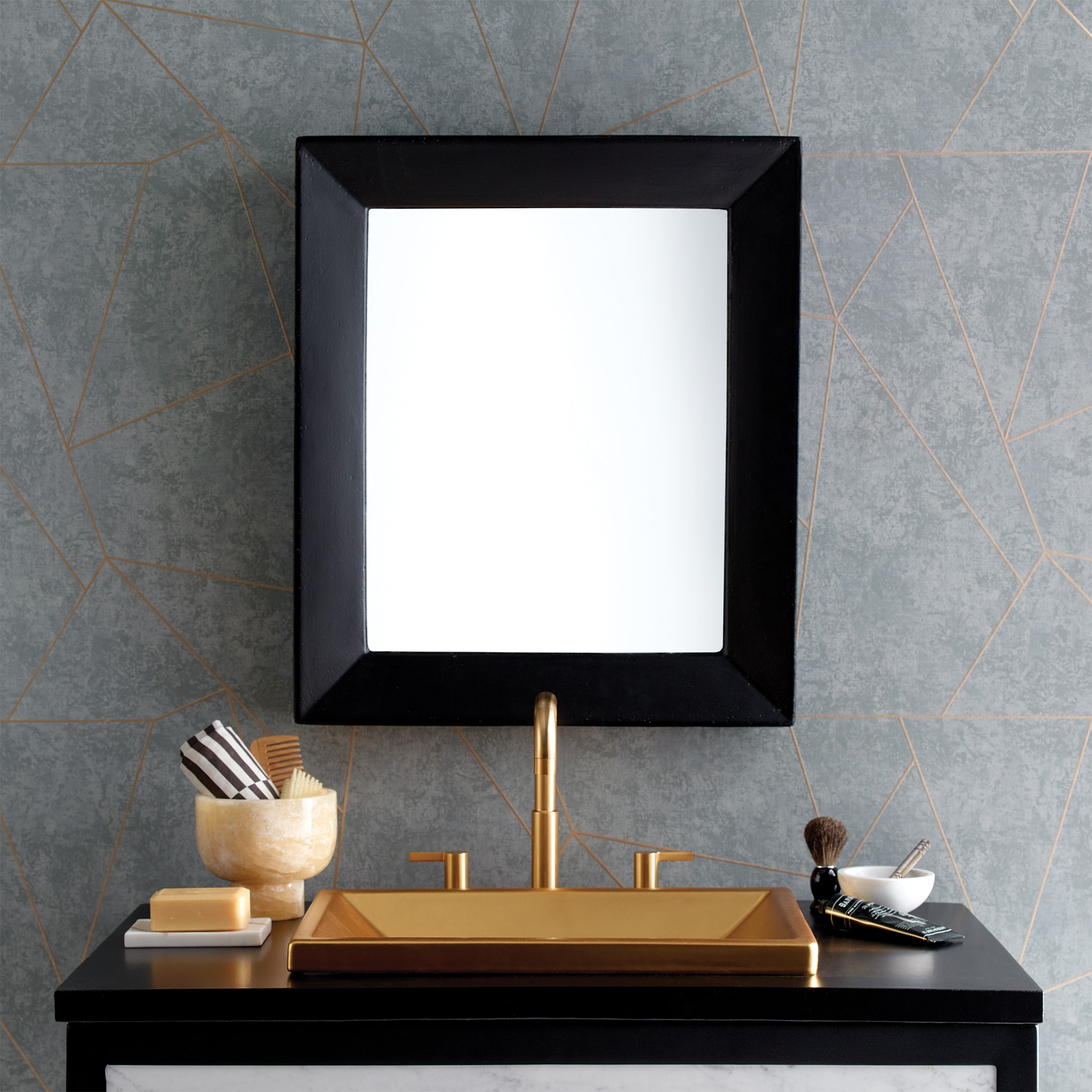 Portola Rectangular Wall Mirror with Concrete Frame