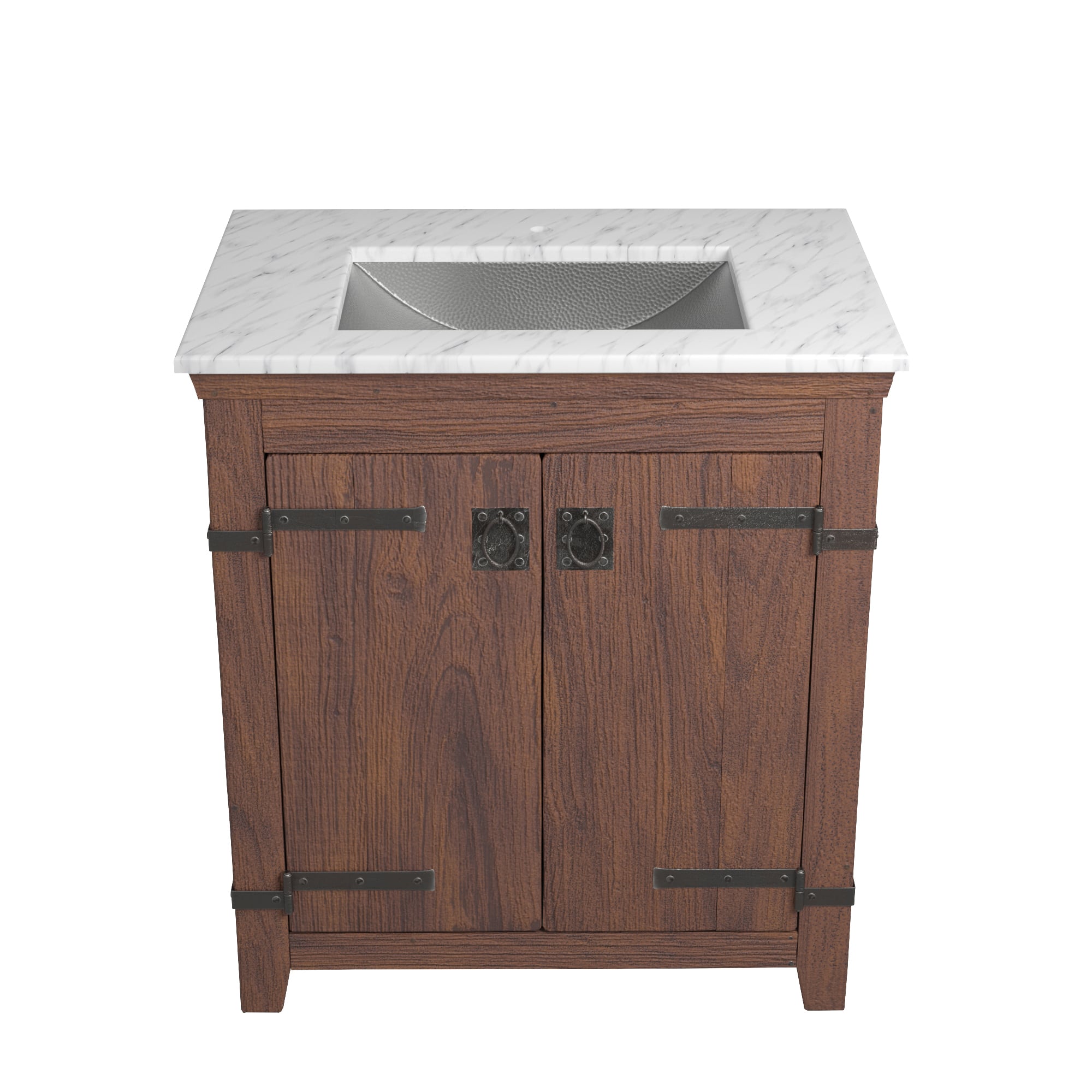 Native Trails 30" Americana Vanity in Chestnut with Carrara Marble Top and Avila in Brushed Nickel, Single Faucet Hole, BND30-VB-CT-CP-019