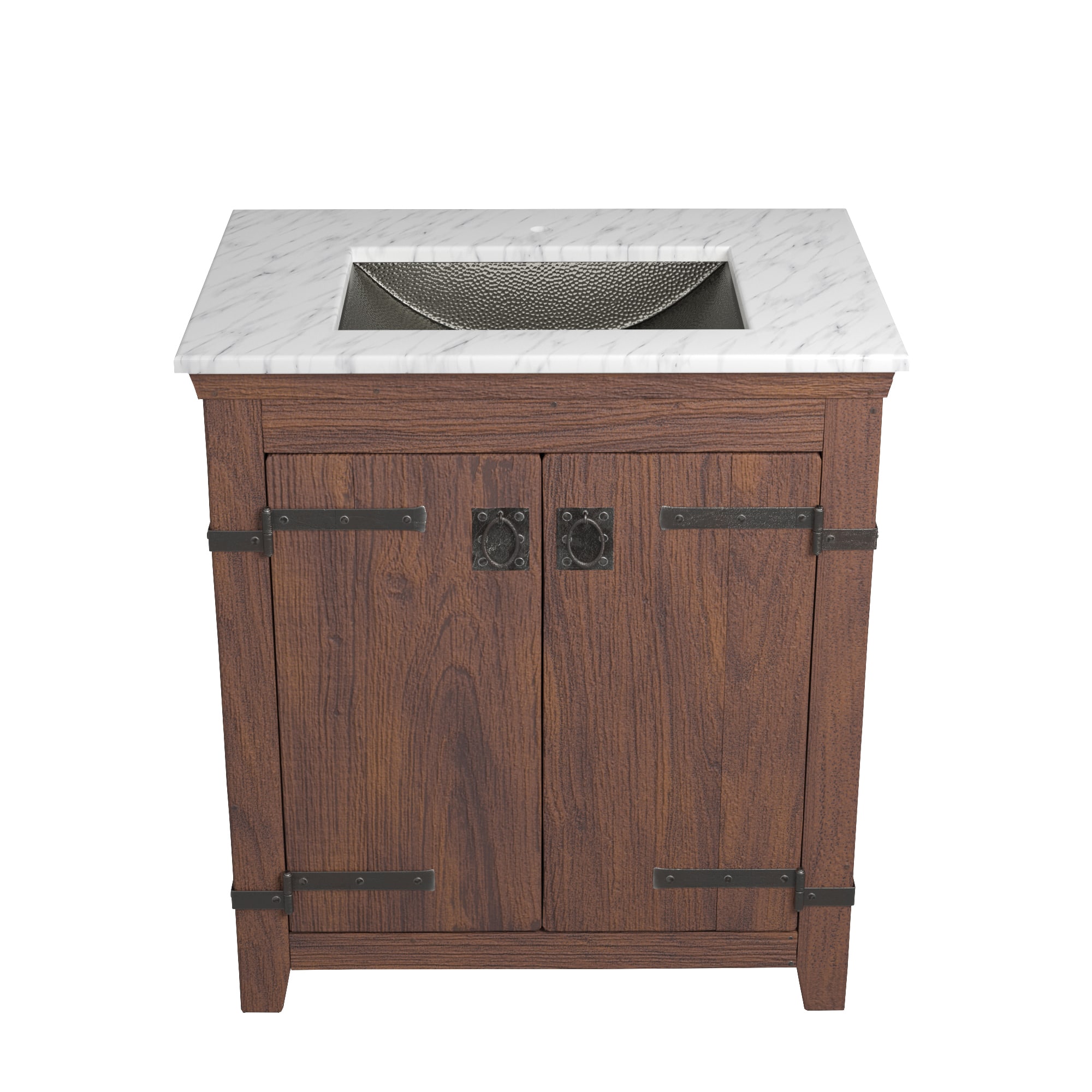 Native Trails 30" Americana Vanity in Chestnut with Carrara Marble Top and Avila in Polished Nickel, Single Faucet Hole, BND30-VB-CT-CP-027