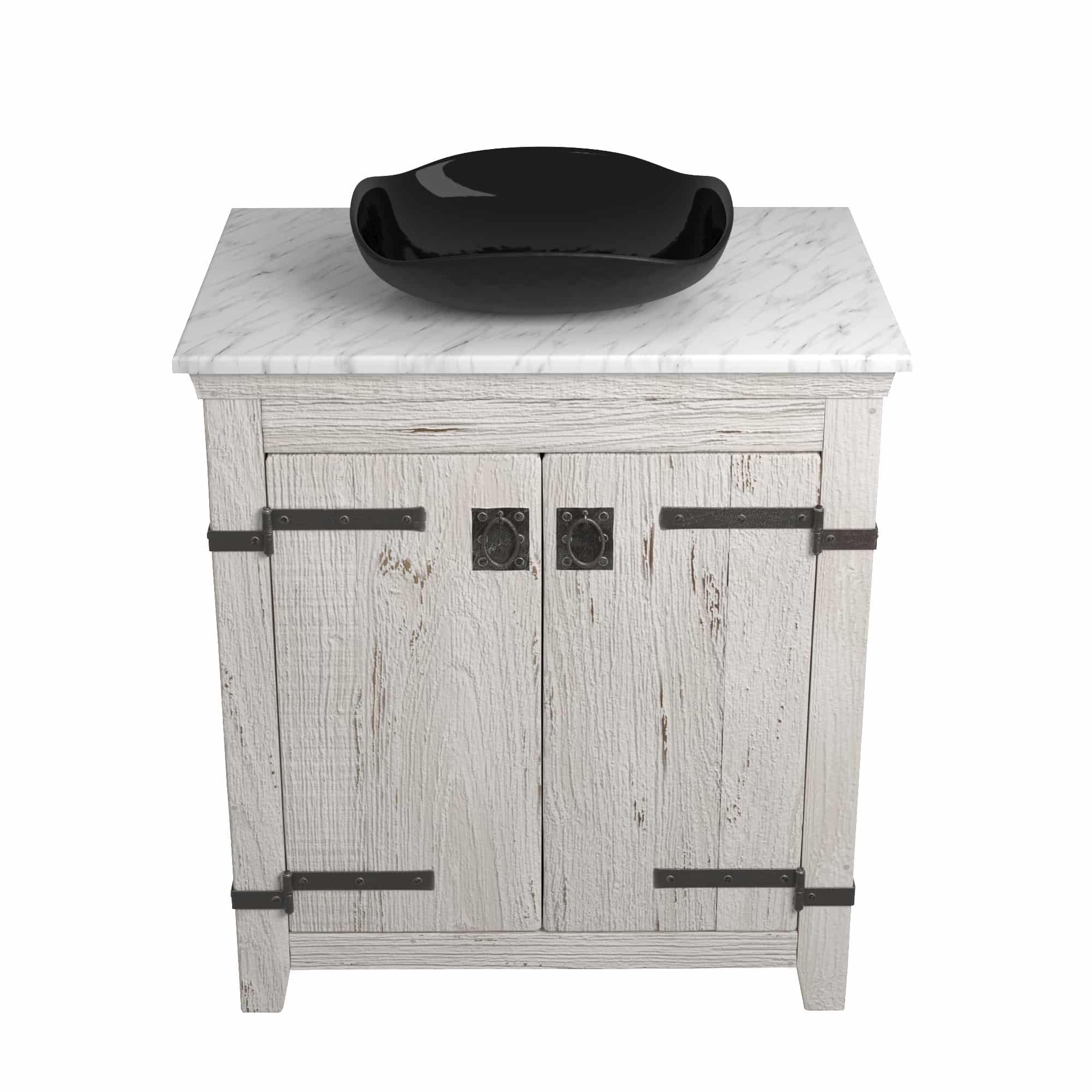 Native Trails 30" Americana Vanity in Whitewash with Carrara Marble Top and Lido in Abyss, Single Faucet Hole, BND30-VB-CT-MG-009