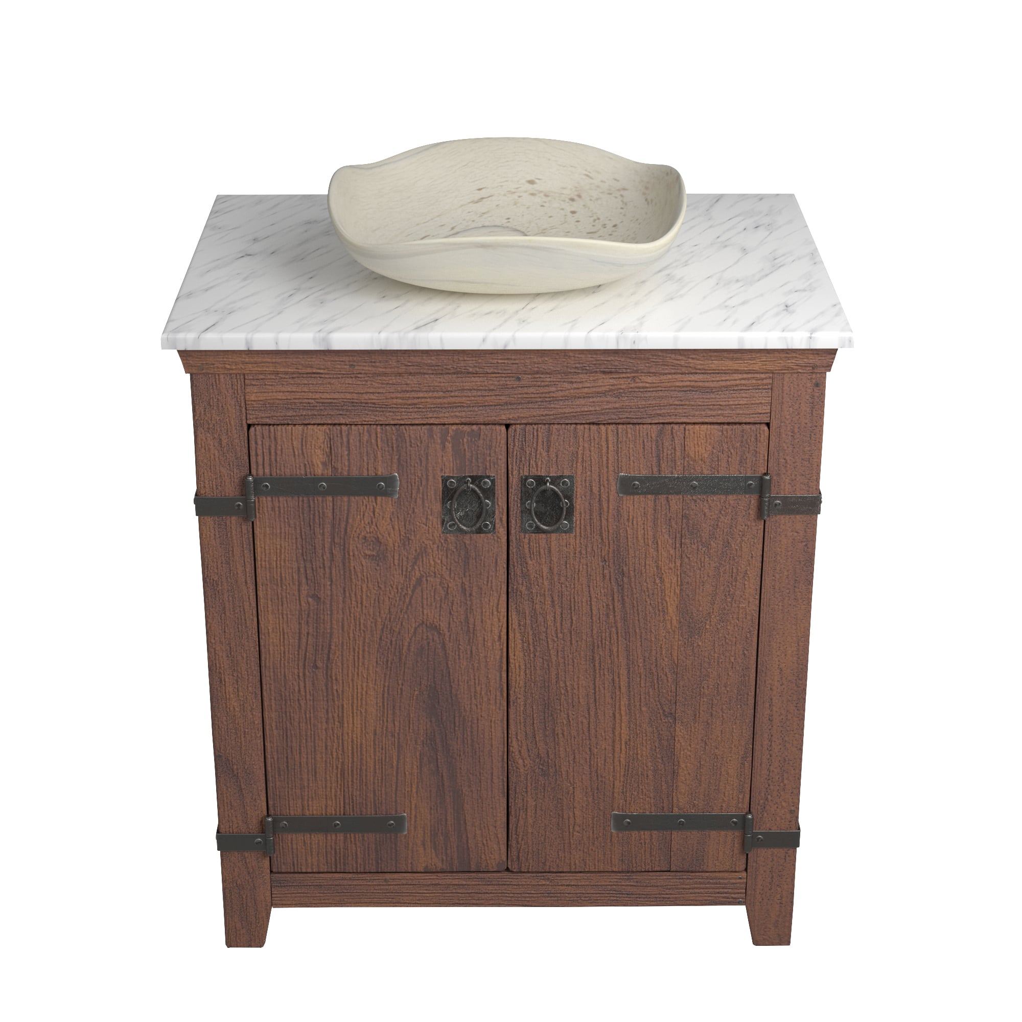 Native Trails 30" Americana Vanity in Chestnut with Carrara Marble Top and Lido in Beachcomber, Single Faucet Hole, BND30-VB-CT-MG-019