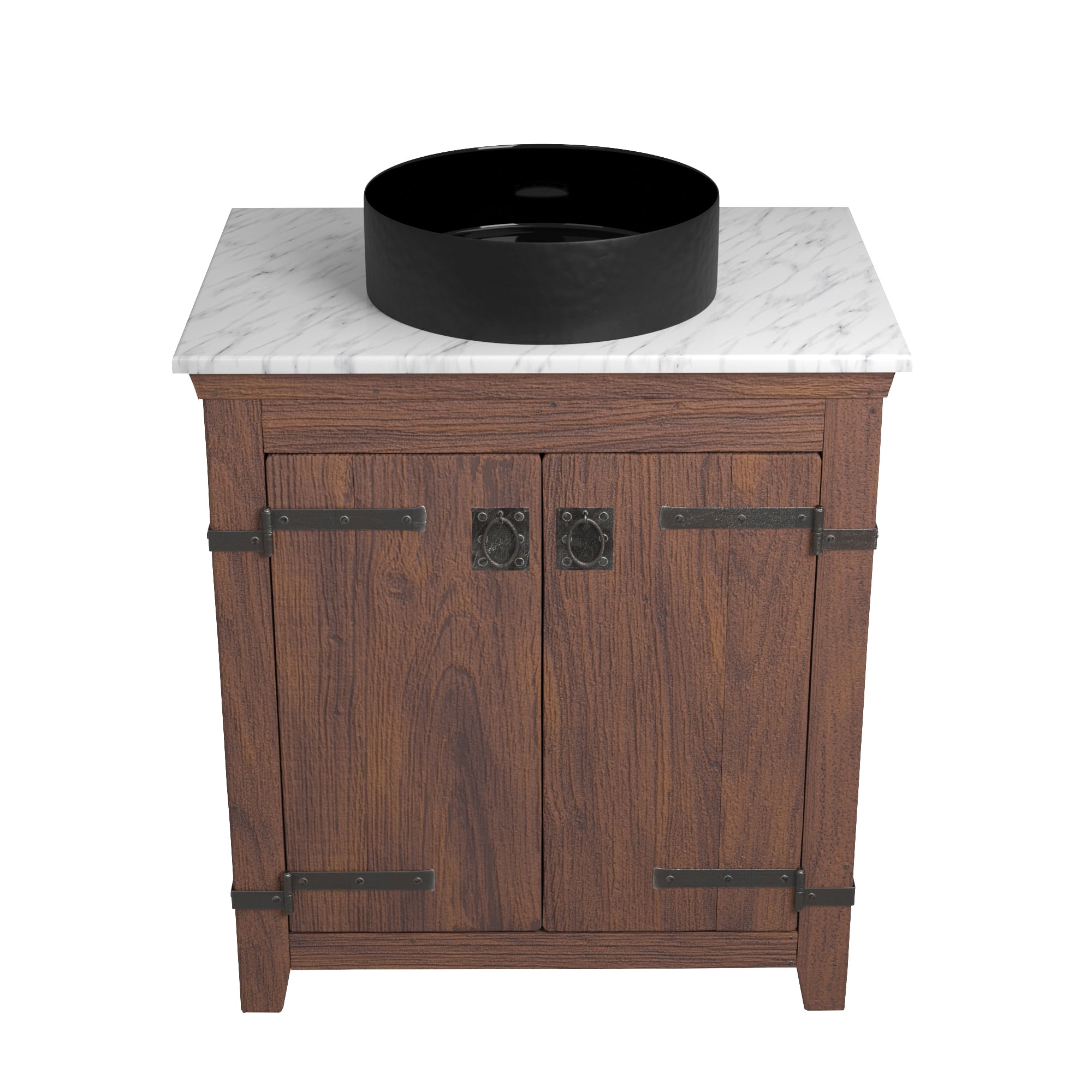Native Trails 30" Americana Vanity in Chestnut with Carrara Marble Top and Positano in Abyss, Single Faucet Hole, BND30-VB-CT-MG-043