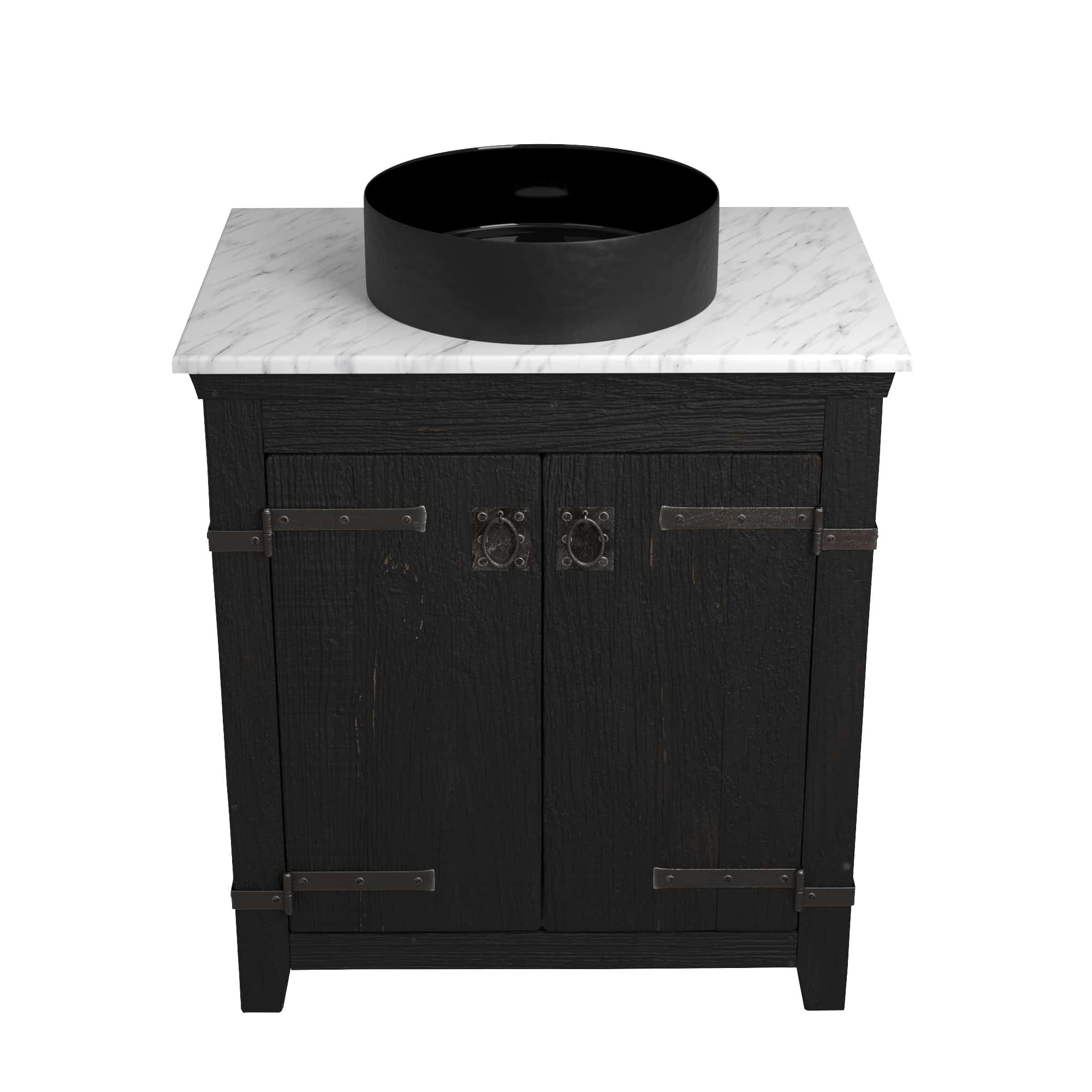 Native Trails 30" Americana Vanity in Anvil with Carrara Marble Top and Positano in Abyss, Single Faucet Hole, BND30-VB-CT-MG-045
