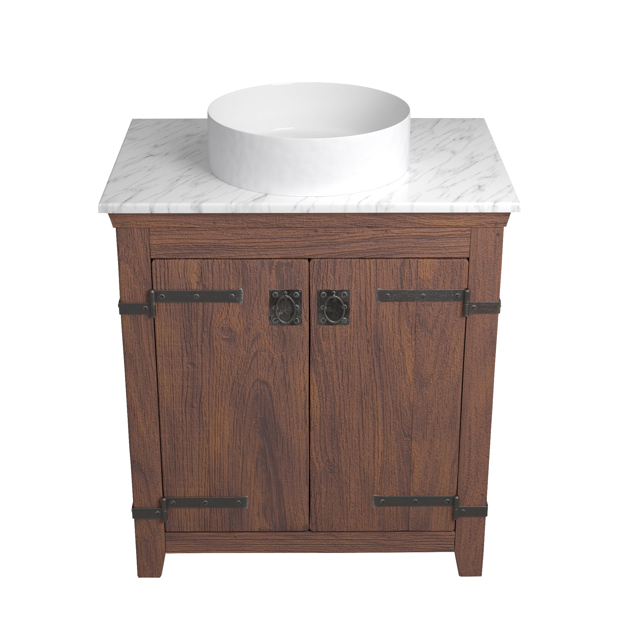 Native Trails 30" Americana Vanity in Chestnut with Carrara Marble Top and Positano in Bianco, Single Faucet Hole, BND30-VB-CT-MG-051