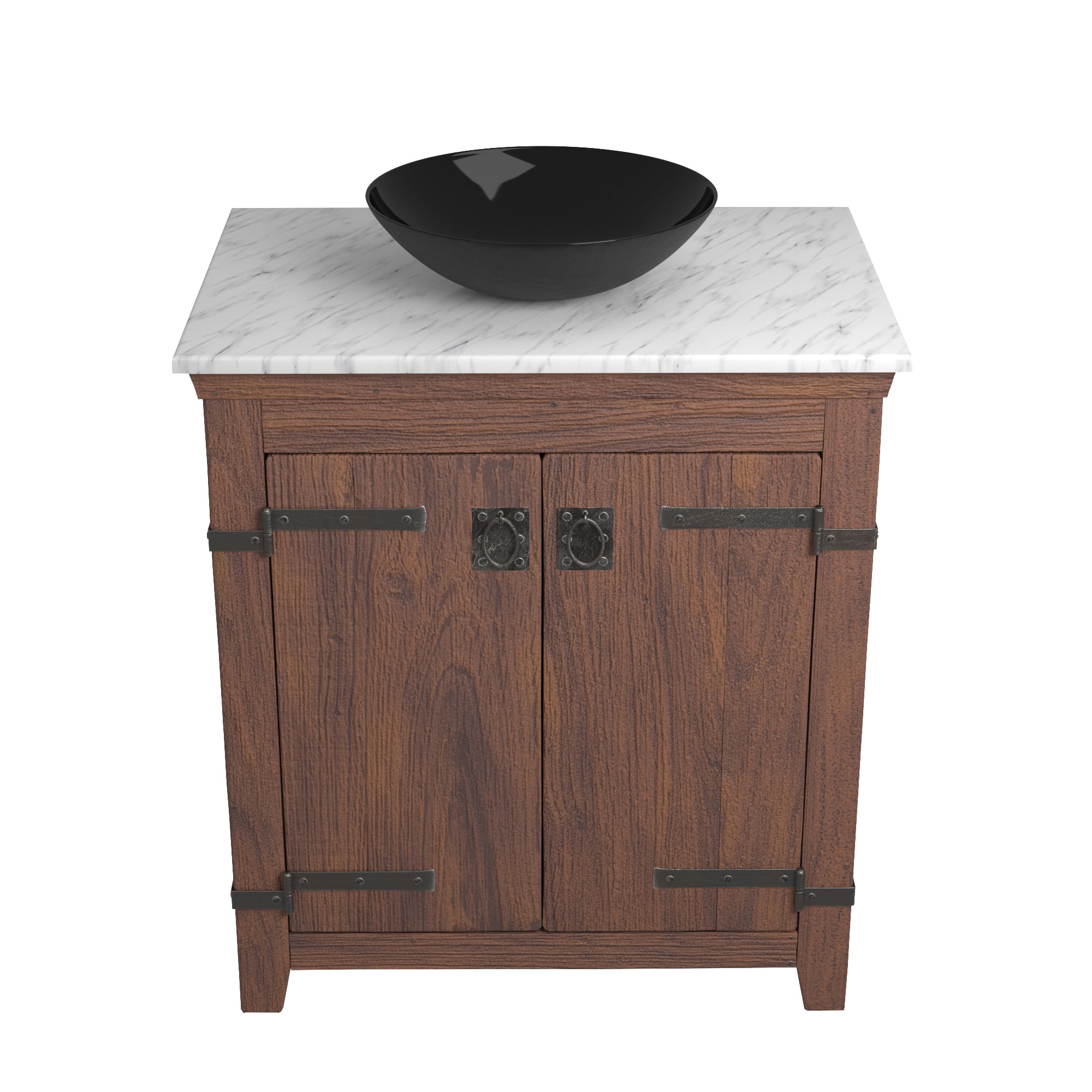 Native Trails 30" Americana Vanity in Chestnut with Carrara Marble Top and Verona in Abyss, Single Faucet Hole, BND30-VB-CT-MG-067