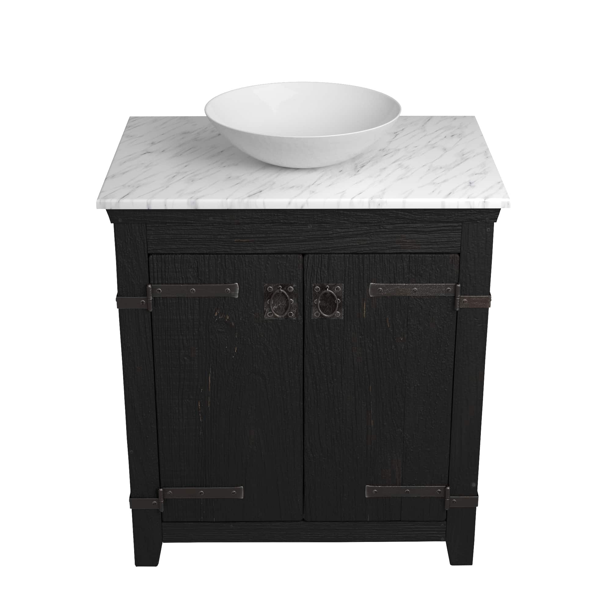 Native Trails 30" Americana Vanity in Anvil with Carrara Marble Top and Verona in Bianco, Single Faucet Hole, BND30-VB-CT-MG-077