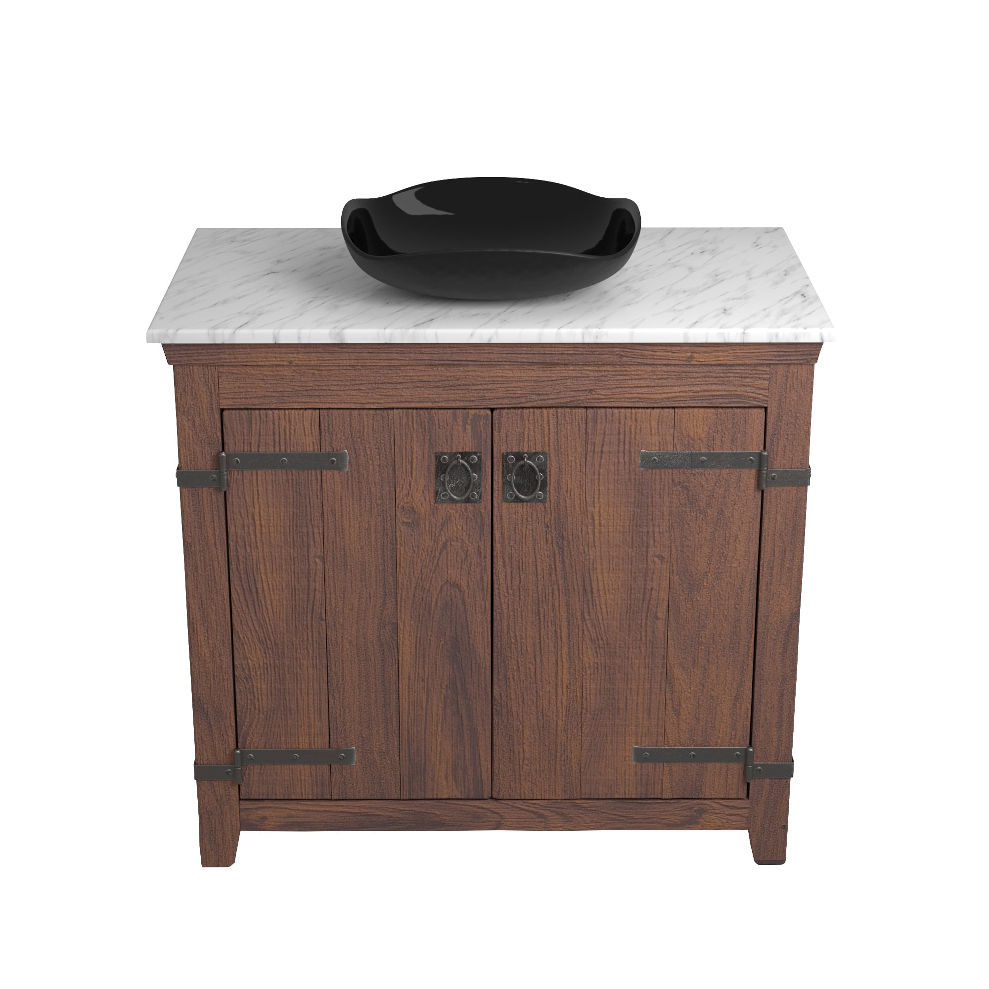 Native Trails 36" Americana Vanity in Chestnut with Carrara Marble Top and Lido in Abyss, Single Faucet Hole, BND36-VB-CT-MG-011