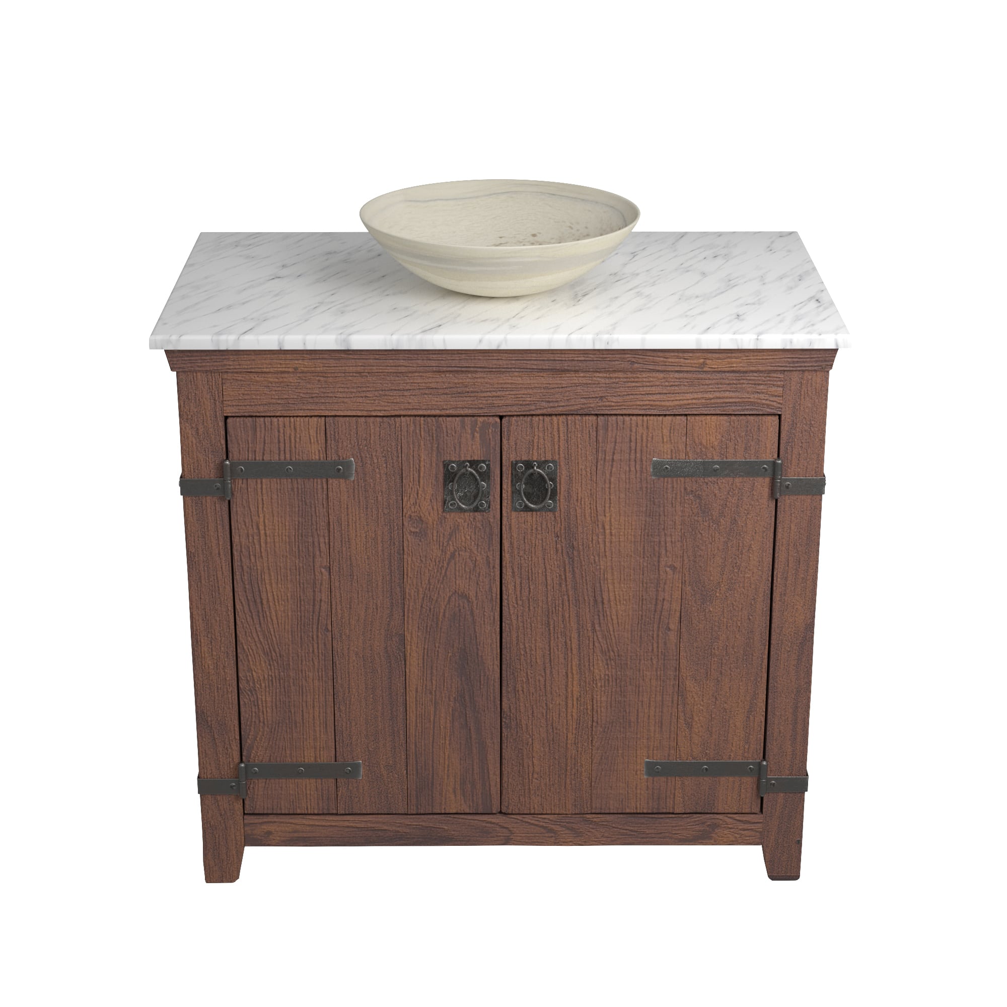 Native Trails 36" Americana Vanity in Chestnut with Carrara Marble Top and Verona in Beachcomber, Single Faucet Hole, BND36-VB-CT-MG-083