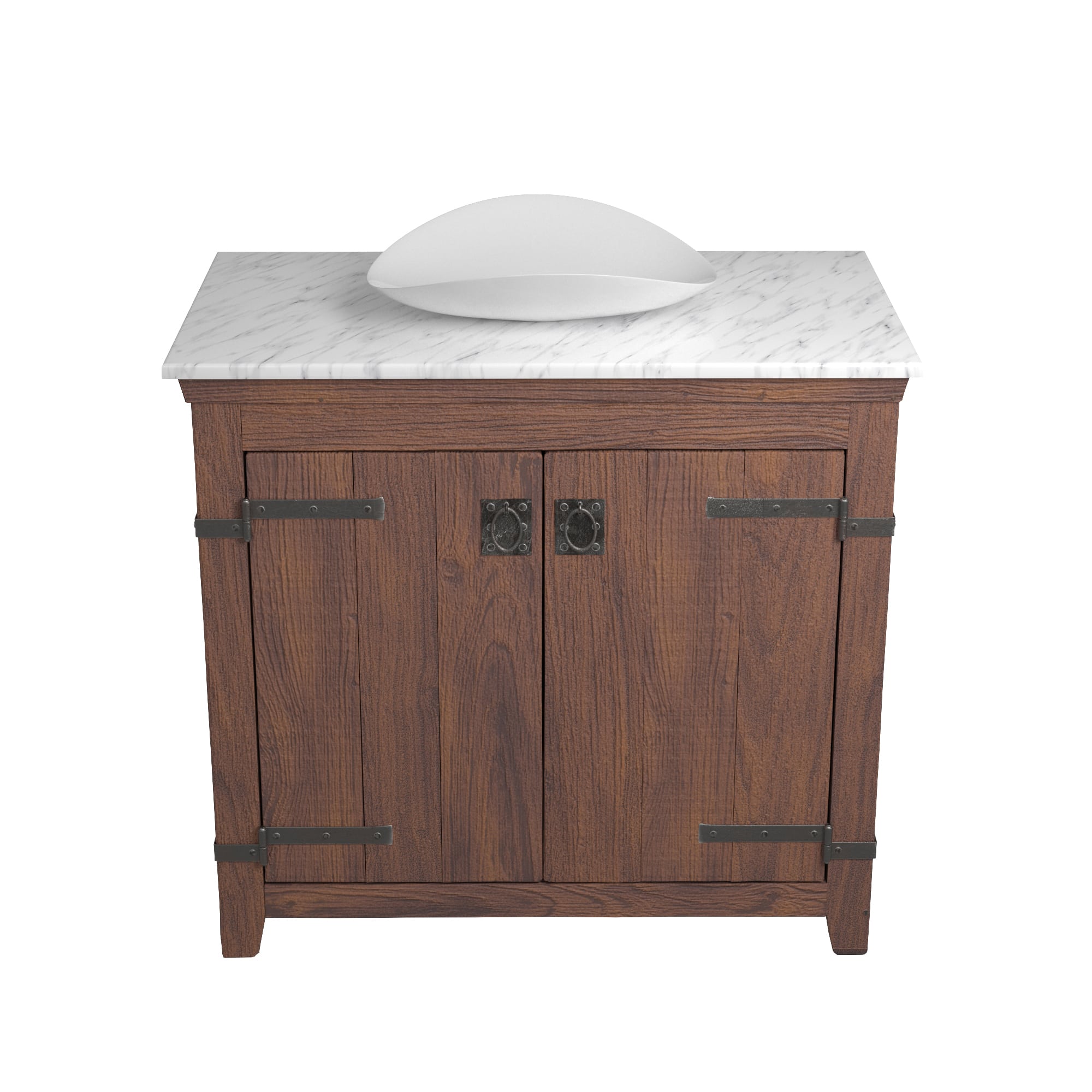 Native Trails 36" Americana Vanity in Chestnut with Carrara Marble Top and Sorrento in Bianco, Single Faucet Hole, BND36-VB-CT-MG-099