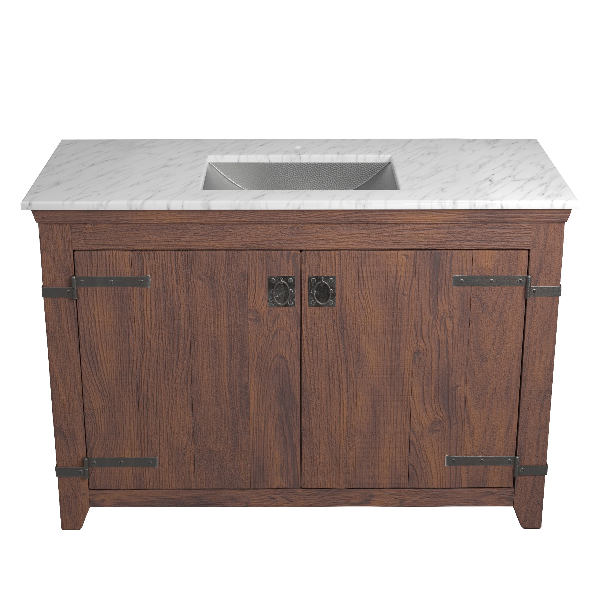 Native Trails 48" Americana Vanity in Chestnut with Carrara Marble Top and Avila in Brushed Nickel, Single Faucet Hole, BND48-VB-CT-CP-019