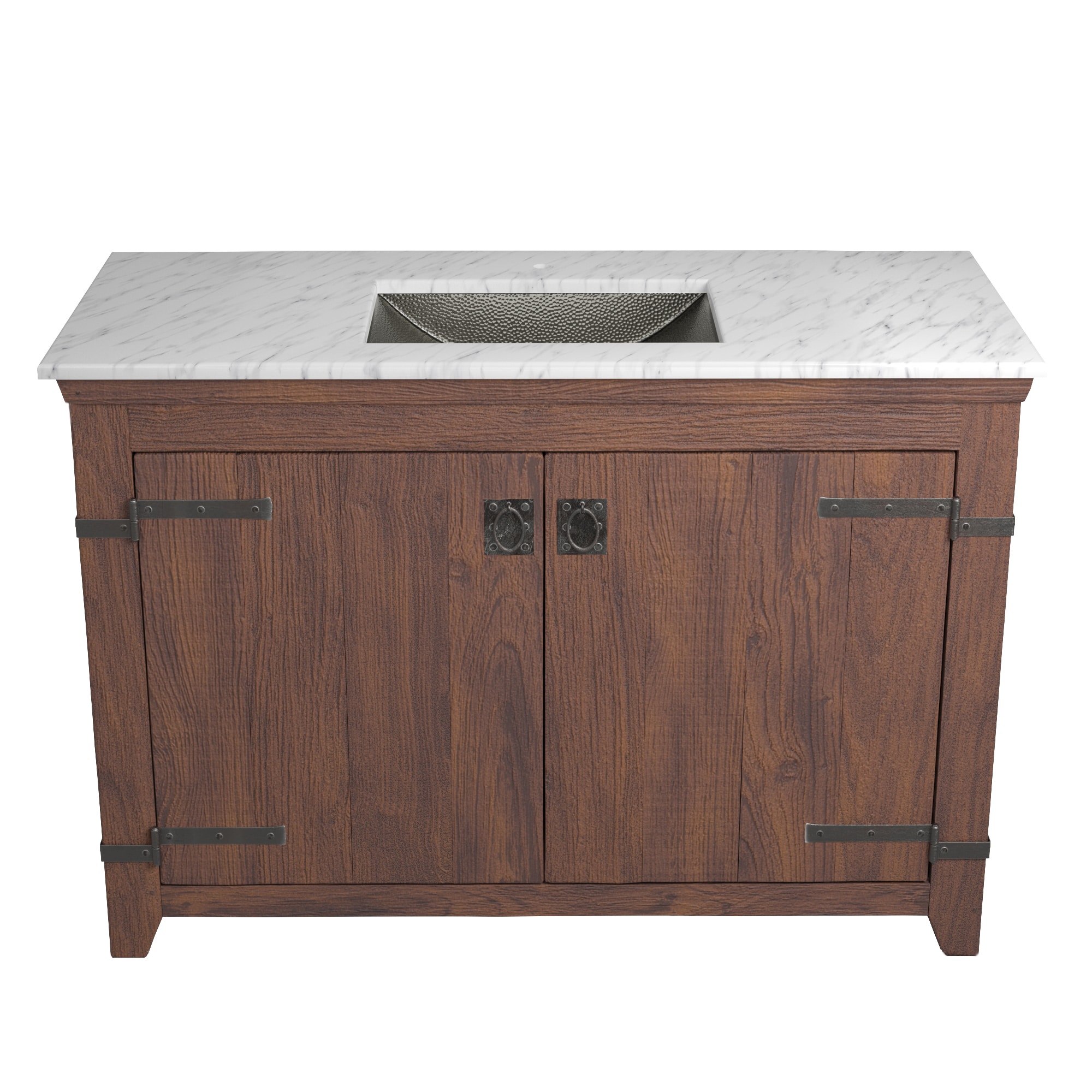 Native Trails 48" Americana Vanity in Chestnut with Carrara Marble Top and Avila in Polished Nickel, Single Faucet Hole, BND48-VB-CT-CP-027