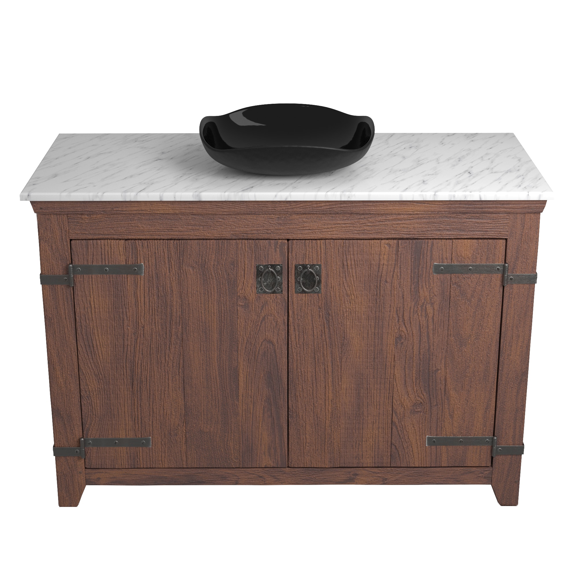Native Trails 48" Americana Vanity in Chestnut with Carrara Marble Top and Lido in Abyss, No Faucet Hole, BND48-VB-CT-MG-012
