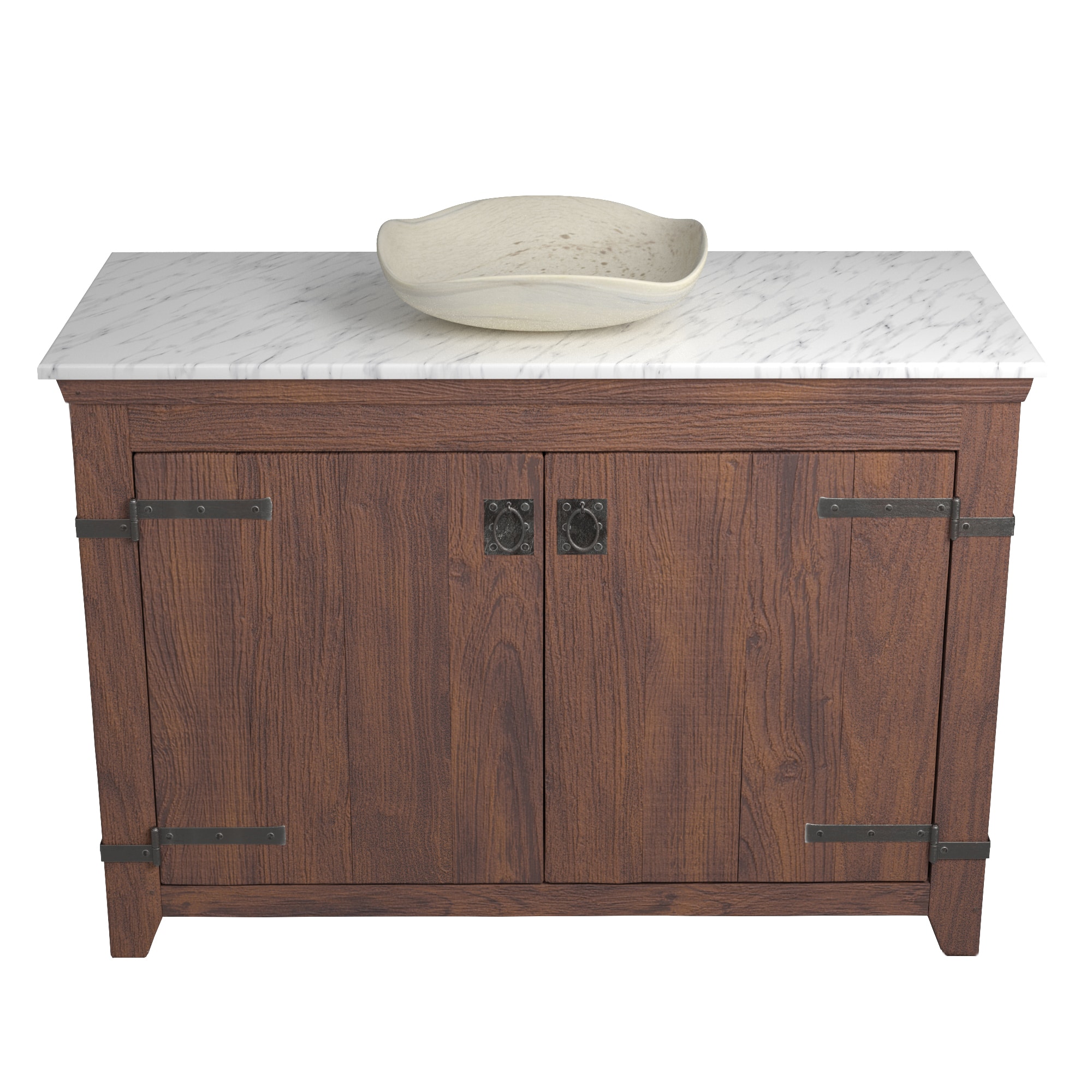 Native Trails 48" Americana Vanity in Chestnut with Carrara Marble Top and Lido in Beachcomber, Single Faucet Hole, BND48-VB-CT-MG-019