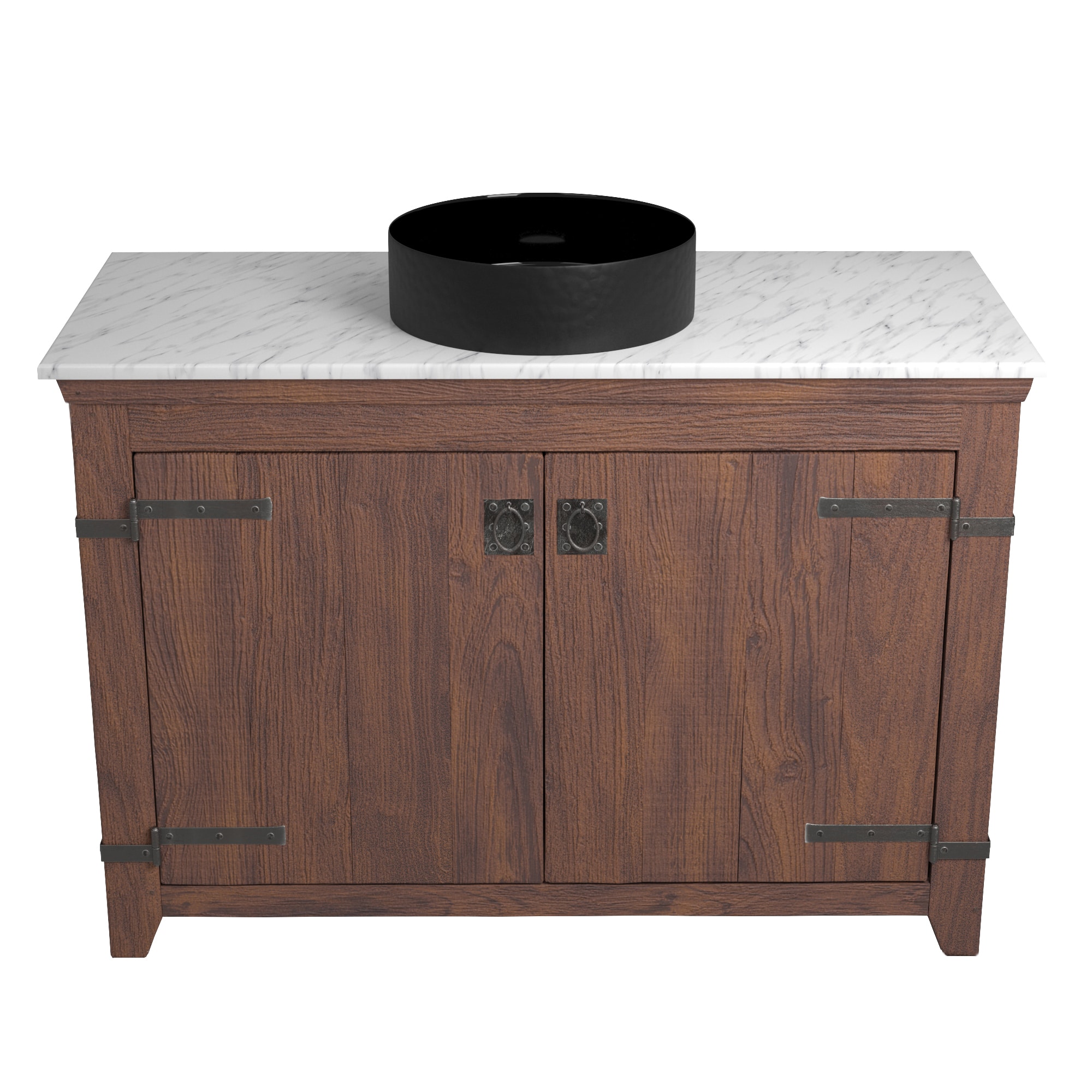 Native Trails 48" Americana Vanity in Chestnut with Carrara Marble Top and Positano in Abyss, No Faucet Hole, BND48-VB-CT-MG-044