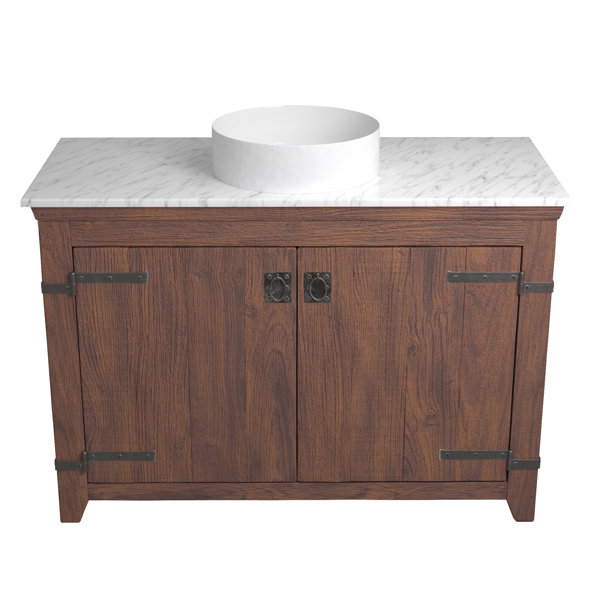 Native Trails 48" Americana Vanity in Chestnut with Carrara Marble Top and Positano in Bianco, Single Faucet Hole, BND48-VB-CT-MG-051